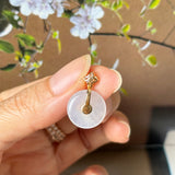 Icy A-Grade Natural Light Pink Jadeite Donut Peranakan Tile Pendant No.172924