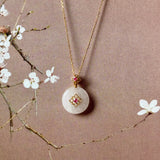 Icy A-Grade Natural Light Pink Jadeite Donut Peranakan Tile Pendant No.172925