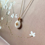 Icy A-Grade Natural Light Pink Jadeite Donut Peranakan Tile Pendant No.172925