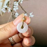 Icy A-Grade Natural Light Pink Jadeite Donut Peranakan Tile Pendant No.172925