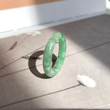 16.7mm A-Grade Natural Moss On Snow Jadeite Ring Band No. 162177