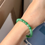 6.3mm A-Grade Natural Imperial Green Jadeite Bracelet No. 190467