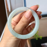 51.7mm A-Grade Natural Floral Jadeite Traditional Round Bangle No. 152182