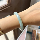 51.7mm A-Grade Natural Floral Jadeite Traditional Round Bangle No. 152182