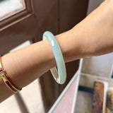 51.7mm A-Grade Natural Floral Jadeite Traditional Round Bangle No. 152182