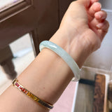 51.7mm A-Grade Natural Floral Jadeite Traditional Round Bangle No. 152182
