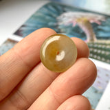 Icy A-Grade Natural Brownish Yellow Jadeite Donut Pendant No.172096