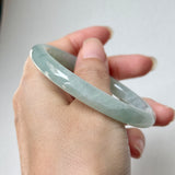 54.5mm A-Grade Natural Light Green Jadeite Traditional Round Bangle No.152048