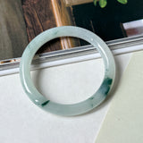 53.6mm A-Grade Natural Floral Jadeite Traditional Round Bangle No. 152183