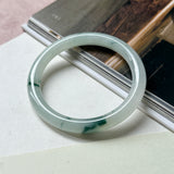 53.6mm A-Grade Natural Floral Jadeite Traditional Round Bangle No. 152183