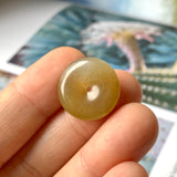 Icy A-Grade Natural Brownish Yellow Jadeite Donut Pendant No.172096