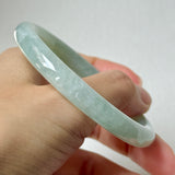 54.5mm A-Grade Natural Light Green Jadeite Traditional Round Bangle No.152048
