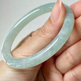54.5mm A-Grade Natural Light Green Jadeite Traditional Round Bangle No.152048
