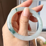53.6mm A-Grade Natural Floral Jadeite Traditional Round Bangle No. 152183