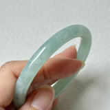 54.5mm A-Grade Natural Light Green Jadeite Traditional Round Bangle No.152048