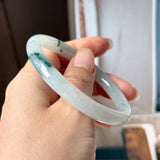 53.6mm A-Grade Natural Floral Jadeite Traditional Round Bangle No. 152183