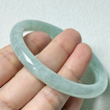 54.5mm A-Grade Natural Light Green Jadeite Traditional Round Bangle No.152048