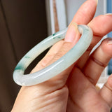 53.6mm A-Grade Natural Floral Jadeite Traditional Round Bangle No. 152183