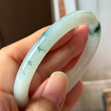 53.6mm A-Grade Natural Floral Jadeite Traditional Round Bangle No. 152183
