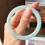 54.6mm A-Grade Natural Floral Jadeite Traditional Round Bangle No. 152184