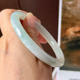 54.6mm A-Grade Natural Floral Jadeite Traditional Round Bangle No. 152184