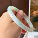54.6mm A-Grade Natural Floral Jadeite Traditional Round Bangle No. 152184
