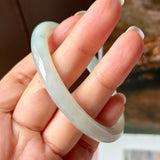 54.6mm A-Grade Natural Floral Jadeite Traditional Round Bangle No. 152184