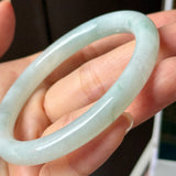 54.6mm A-Grade Natural Floral Jadeite Traditional Round Bangle No. 152184