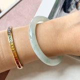 54.6mm A-Grade Natural Floral Jadeite Traditional Round Bangle No. 152184
