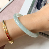 54.6mm A-Grade Natural Floral Jadeite Traditional Round Bangle No. 152184