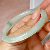 56.4mm A-Grade Natural Floral Jadeite Traditional Round Bangle No. 152185
