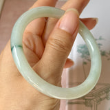 56.4mm A-Grade Natural Floral Jadeite Traditional Round Bangle No. 152185