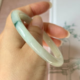 56.4mm A-Grade Natural Floral Jadeite Traditional Round Bangle No. 152185