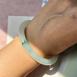 56.4mm A-Grade Natural Floral Jadeite Traditional Round Bangle No. 152185