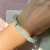 56.4mm A-Grade Natural Floral Jadeite Traditional Round Bangle No. 152185