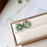 6.95cts Icy A-Grade Natural Floral Jadeite Donut Pair No.180296