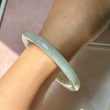 56.4mm A-Grade Natural Floral Jadeite Traditional Round Bangle No. 152185