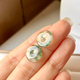 6.95cts Icy A-Grade Natural Floral Jadeite Donut Pair No.180296