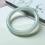 56mm A-Grade Natural Light Green Jadeite Traditional Round Bangle No. 152186