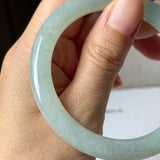 56mm A-Grade Natural Light Green Jadeite Traditional Round Bangle No. 152186