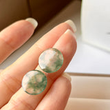 6.95cts Icy A-Grade Natural Floral Jadeite Donut Pair No.180296