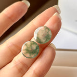 6.95cts Icy A-Grade Natural Floral Jadeite Donut Pair No.180296