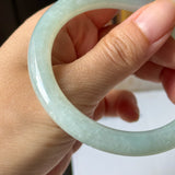 56mm A-Grade Natural Light Green Jadeite Traditional Round Bangle No. 152186