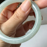 56mm A-Grade Natural Light Green Jadeite Traditional Round Bangle No. 152186