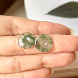 6.95cts Icy A-Grade Natural Floral Jadeite Donut Pair No.180296