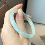 54.6mm A-Grade Natural Light Green Jadeite Traditional Round Bangle No.152049