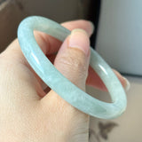 54.6mm A-Grade Natural Light Green Jadeite Traditional Round Bangle No.152049