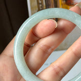 56mm A-Grade Natural Light Green Jadeite Traditional Round Bangle No. 152186