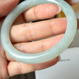 56mm A-Grade Natural Light Green Jadeite Traditional Round Bangle No. 152186