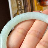 56mm A-Grade Natural Light Green Jadeite Traditional Round Bangle No. 152186